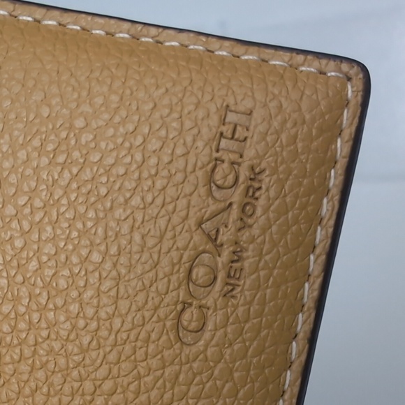 Coach 74991 Men's Compact ID Calf Bifold Wallet Gunmetal/Flax - Picture 7 of 12